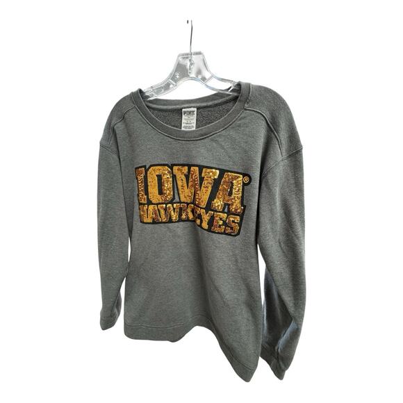 Victoria’s Secret PINK 5th Ocean Medium Iowa Hawkeyes Sequin Sweatshirt College - Picture 1 of 4